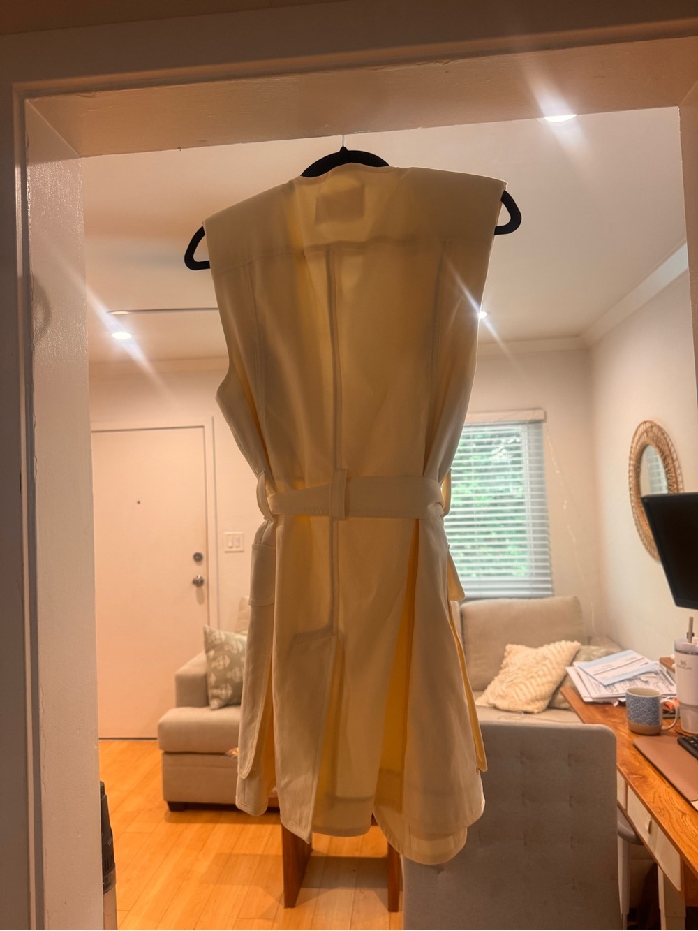 ULLA JOHNSON Sleeveless Belted Vest in Soft Yellow - Picture 4 of 5